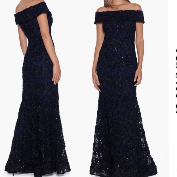 Xscape Off The Shoulder Sequin Lace Trumpet Gown Dress Size 10 - Picture 1 of 8